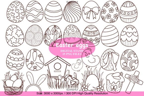 Bring Spring to Life with Easter Eggs Digital Stamp Clip Art