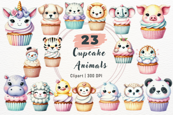 Charming Safari Cupcake Clipart for Creative Projects