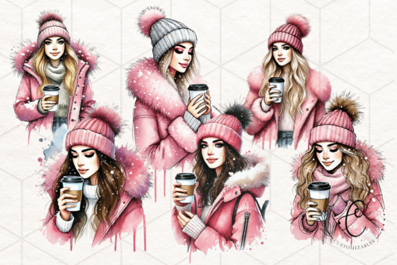 Creative Uses for the Girl with Coffee Watercolor Clipart