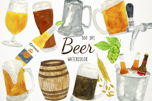 Elevate Your Brand with Hand-Painted Watercolor Beer Clipart