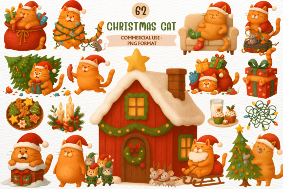 Festive Feline Magic: Using Christmas Santa Cat Clipart Kitten PNG
