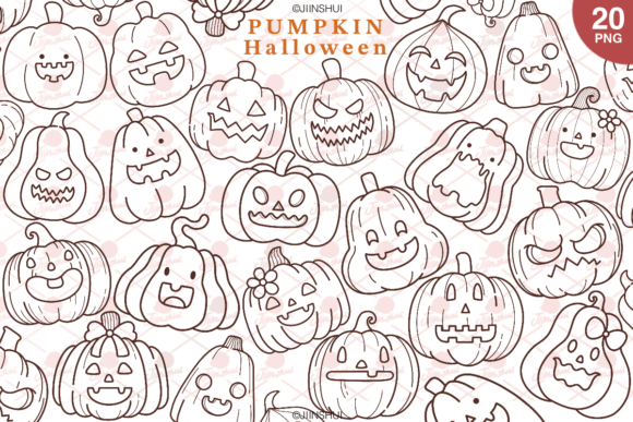 Halloween Pumpkin Digital Stamp: Outline for Your Projects