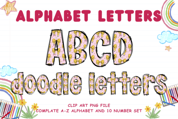 Pencil Ribbon School Doodle Alphabet: A Playful Design Asset