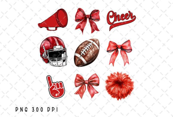 Red Cheer Football Coquette Bow: A Playful Design Asset