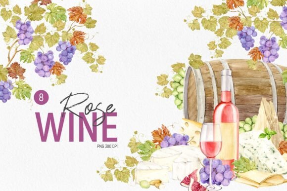 Rose Wine Watercolor Set: Elevating Craft Wine Branding