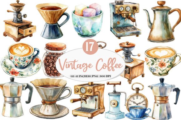 Vintage Coffee Watercolor Clipart: A Designer's Cozy Toolkit