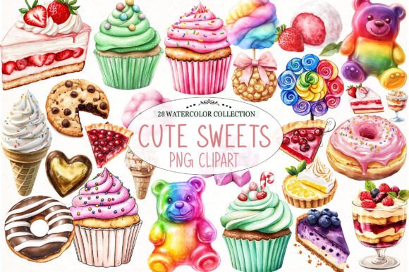 Watercolor Cute Sweets Clipart: A Designer's Delightful Toolkit