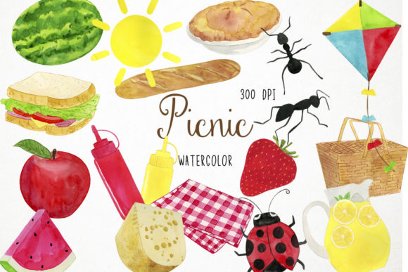 Watercolor Picnic Clipart: A Hand-Painted Toolkit for Your Projects