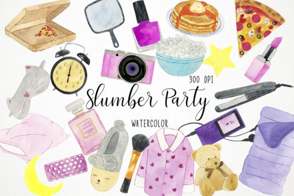 Watercolor Slumber Party Clipart: Your Cozy Design Toolkit